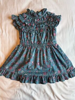 Janie and Jack Teal Floral Ruffle Dress